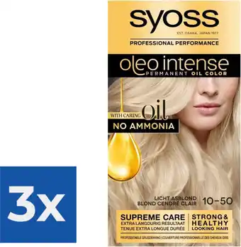 Bol.com SYOSS Oleo Intense 10-50 Licht Asblond haarverf - 1 stuk - Voordeelverpakking 3 stuks aanbieding
