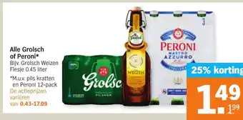 Albert Heijn Grolsch of Peroni aanbieding