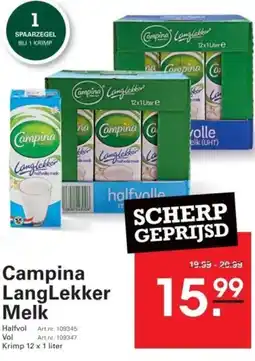 Sligro Campina LangLekker Melk aanbieding