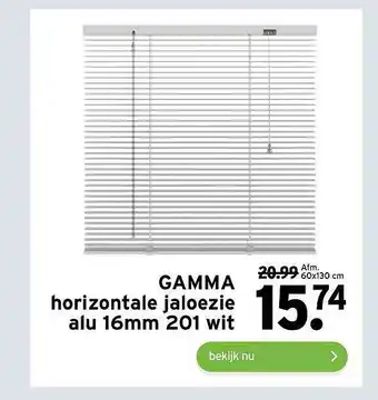 GAMMA Gamma Horizontale Jaloezie Alu 16mm 201 Wit aanbieding