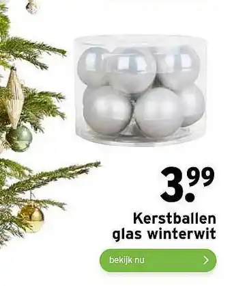 GAMMA Kerstballen Glas Winterwit aanbieding