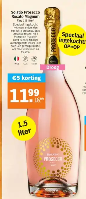 Albert Heijn Solatio Prosecco Rosato Magnum 1.5L aanbieding