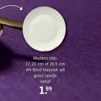 Albert Heijn AH Bord Klassiek Wit Goud Randje aanbieding