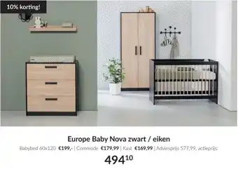 Babypark Europe Baby Nova zwart / eiken aanbieding