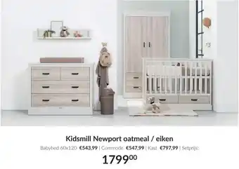 Babypark Kidsmill Newport oatmeal / eiken aanbieding