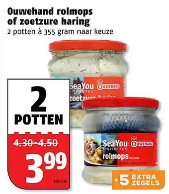 Poiesz Ouwehand rolmops of zoetzure haring aanbieding