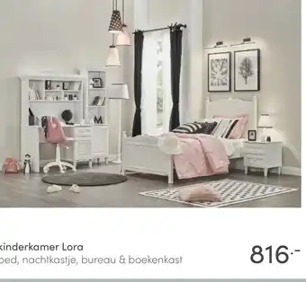 Baby & Tiener kinderkamer Lora bed, nachtkastje, bureau & boekenkast aanbieding