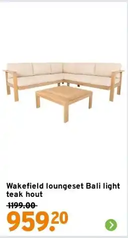 GAMMA Wakefield loungeset Bali light teak hout aanbieding