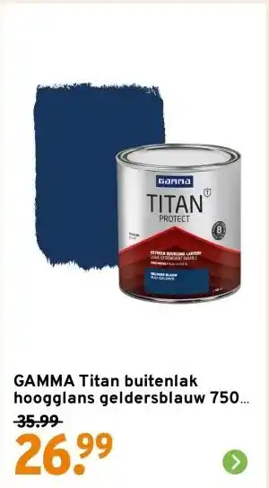 GAMMA GAMMA Titan buitenlak hoogglans geldersblauw 750 ml aanbieding
