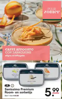Sligro Sanissimo Premium Roomen sorbetijs aanbieding