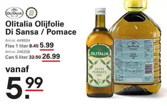 Sligro Olitalia Olijfolie Di Sansa  Pomace aanbieding