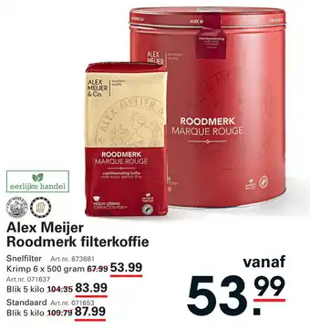 Sligro Alex Meijer Roodmerk filterkoffie aanbieding