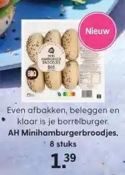 Albert Heijn AH Minihamburgerbroodjes, 8 stuks aanbieding