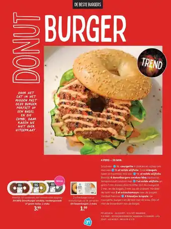 Albert Heijn AH BBQ Donutburger smokey, rendangsmaak of green herbs, 2 stuks aanbieding