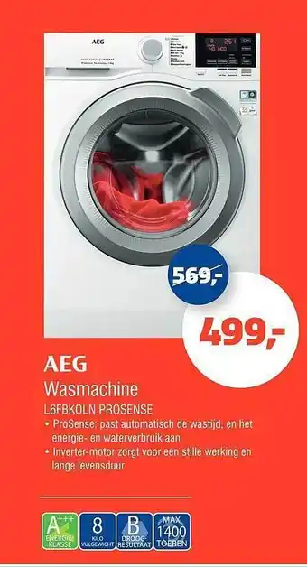 De Witgoed Specialist AEG Wasmachine L6FBK0LN ProSense aanbieding