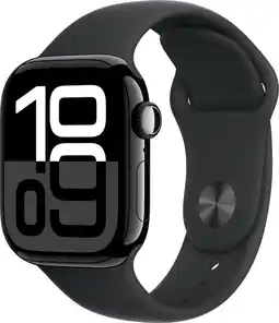 Bol.com Apple Watch Series 10 - Wifi + 4G - 42mm - Zwarte Aluminium Case met Zwart Sportbandje - S/M aanbieding