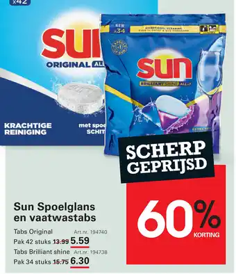 Sligro Sun Spoelglans en vaatwastabs aanbieding