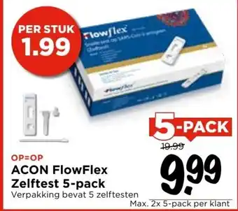 Vomar Voordeelmarkt Acon Flowflex SARS-COVID 19 zelftest 5-pack aanbieding