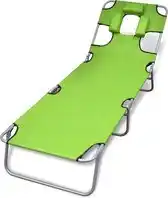 Bol.com vidaXL - Ligbed - inklapbaar - met - hoofdkussen - gepoedercoat - staal - groen aanbieding
