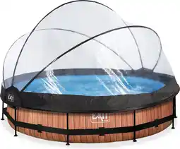 Bol.com EXIT Wood zwembad ø360x76cm met filterpomp en overkapping - bruin aanbieding