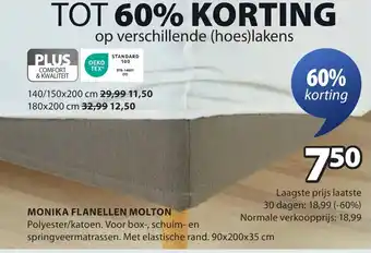 Jysk Monika flanellen molton aanbieding