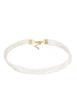 Douglas Elli Dames choker 3-laags synth. parels in 925 sterling zilver verguld aanbieding