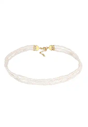 Douglas Elli Dames choker 3-laags synth. parels in 925 sterling zilver verguld aanbieding