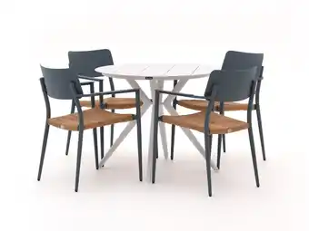 Kees Smit Bellagio Cino/Sora ø 90cm dining tuinset 5-delig stapelbaar aanbieding