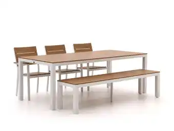 Kees Smit Bellagio Fidenza 220cm dining tuinset met bank 5-delig stapelbaar aanbieding