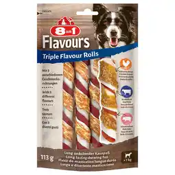 Zooplus 3 + 1 Gratis! 8 in 1 Triple Flavour Twisted Sticks - Rolls Kauwsticks (4 x 3 Stuks) aanbieding