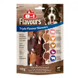 Zooplus 3 + 1 Gratis! 8 in 1 Triple Flavour Twisted Sticks - Skewers Kauwrollen (4 x 6 stuks) aanbieding