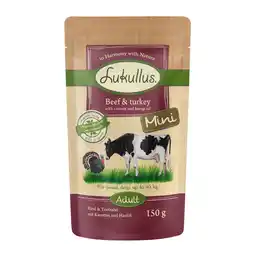 Zooplus 10 + 2 gratis! 12 x 150 g Lukullus Naturkost Mini Vershoudzakjes - Rund & Kalkoen aanbieding