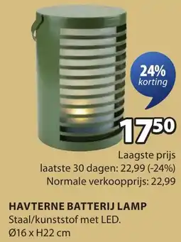 Jysk Havterne batterij lamp aanbieding