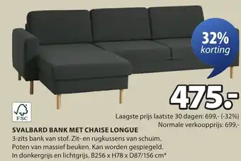 Jysk Svalbard bank met chaise longue aanbieding