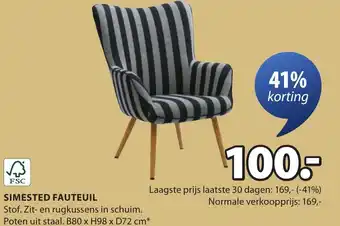 Jysk Simested fauteuil aanbieding