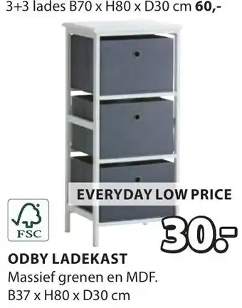 Jysk Odby ladekast aanbieding