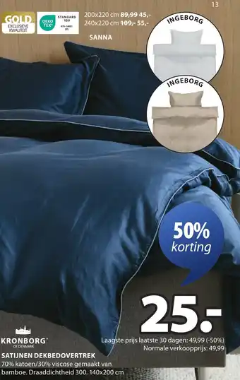 Jysk Satijnen dekbedovertrek aanbieding