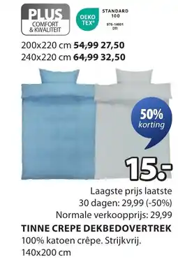Jysk Tinne crepe dekbedovertrek aanbieding