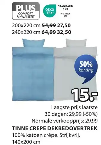 Jysk Tinne crepe dekbedovertrek aanbieding