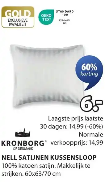Jysk Nell satijnen kussensloop aanbieding