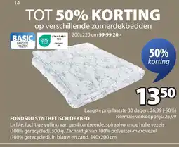 Jysk Fondsbu synthetisch dekbed aanbieding