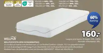 Jysk Wellpur kvita gf85 schuimmatras aanbieding