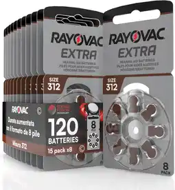 Amazon 120 Gehoorapparaat Batterijen Rayovac Extra 312. 15x8 Stucks Hoortoestelbatterijen aanbieding