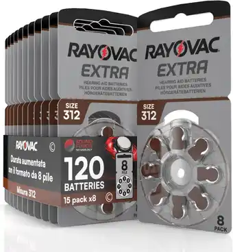 Amazon 120 Gehoorapparaat Batterijen Rayovac Extra 312. 15x8 Stucks Hoortoestelbatterijen aanbieding