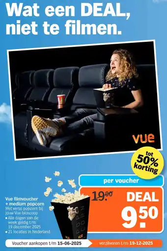 Albert Heijn Vue filmvoucher + medium popcorn aanbieding