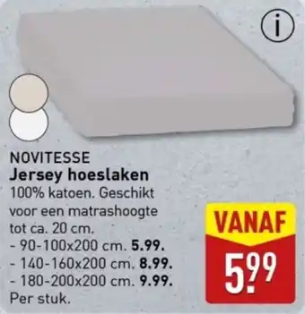 ALDI Novitesse Jersey hoeslaken aanbieding