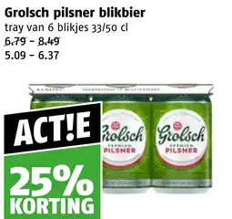 Poiesz Grolsch pilsner blikbier aanbieding