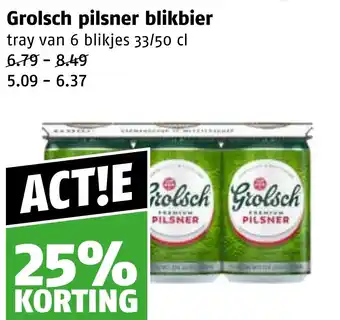 Poiesz Grolsch pilsner blikbier aanbieding