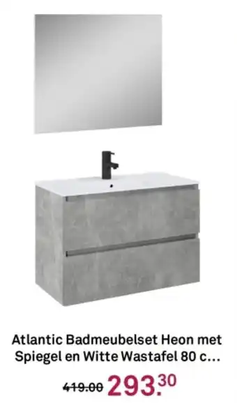 Karwei Atlantic Badmeubelset Heon met Spiegel en Witte Wastafel aanbieding