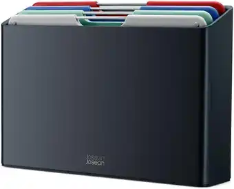 Amazon Joseph Joseph Folio Set van 4 Kleurgecodeerde Snijplanken, Slanke Opbergcase, Grafiet/Coast aanbieding